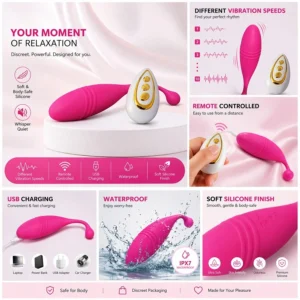 Kooky Nights Pink Petal USB Rechargeable, Remote Controlled Wireless Massager