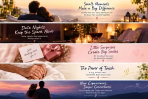 Romantic couple moments, date night and thoughtful gestures to keep the spark alive